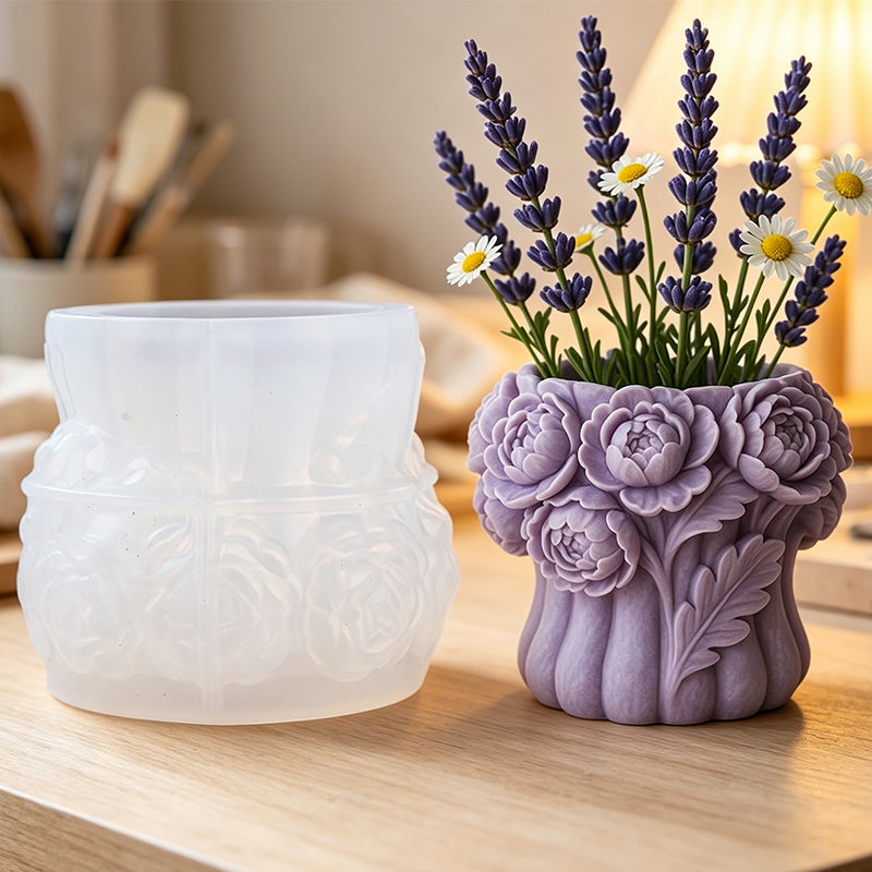 Potsticker Mold - 3D Rose Flower Vase Silicone Mold