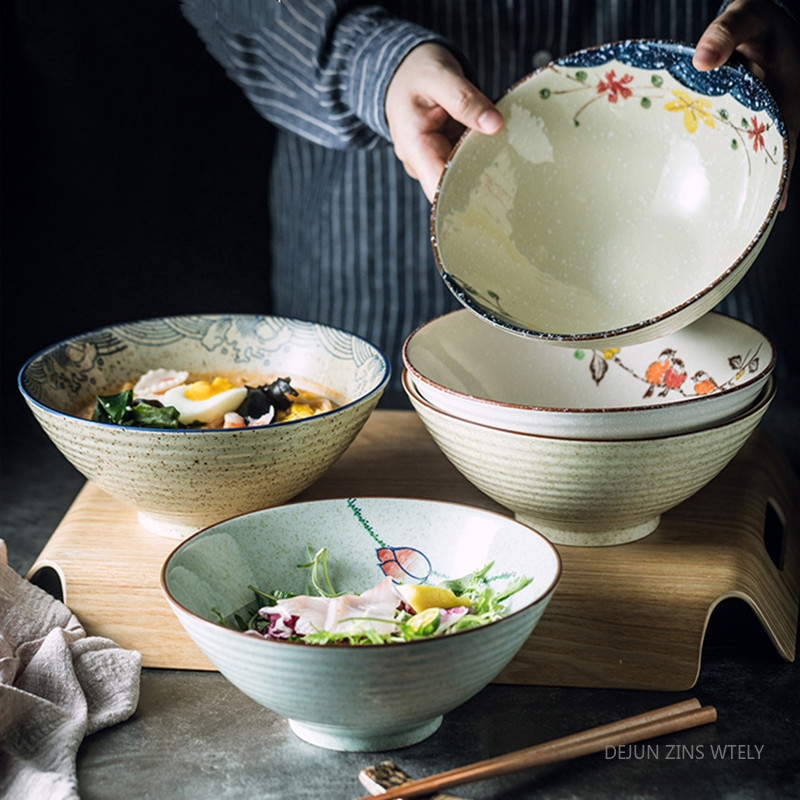 Dim Sum Basket - 8-inch Ceramic Noodle Bowl Japanese Ceramic